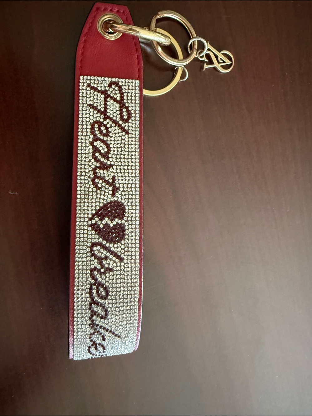 Red Crystal-Embellished Wrist Keychain Straps Victoria Secret